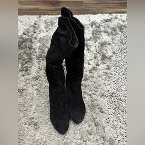 Vince Camuto Black Suede Slouchy Tall Toe Heels Boots Size 9M